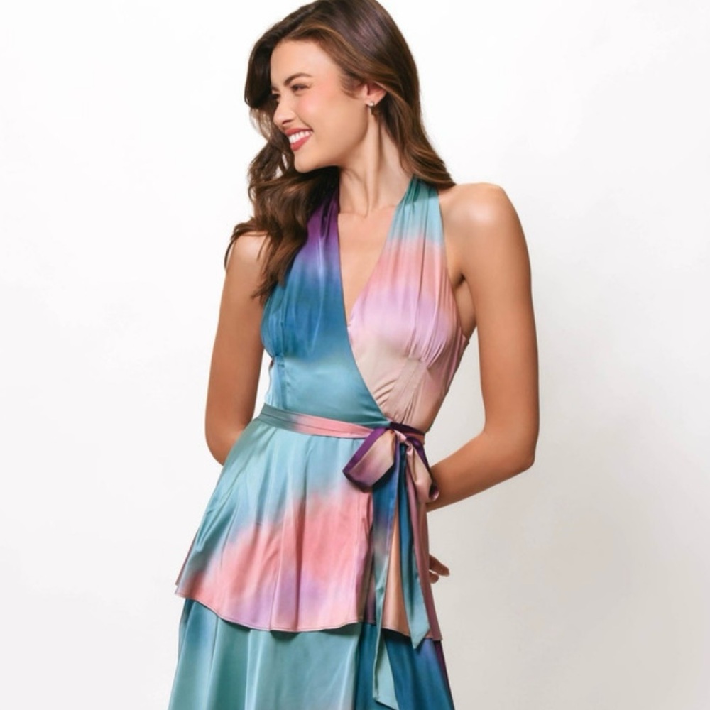 Hutch Satin Paige Wrap Maxi Dress size L